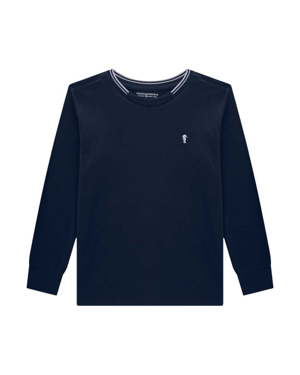 Remera OM Azul Cuello Rayas