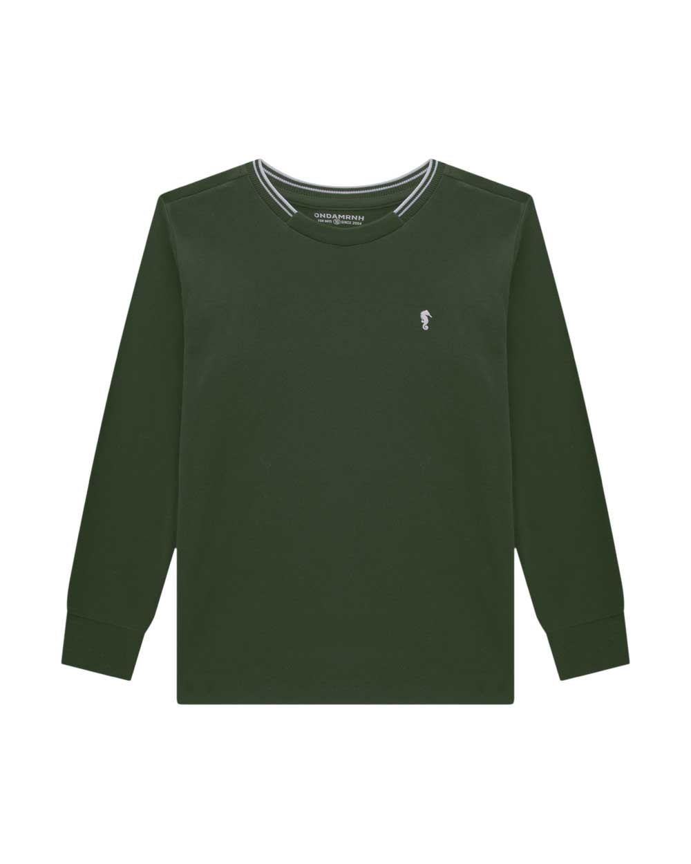 Remera OM Verde Cuello Rayas