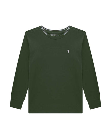 Remera OM Verde Cuello Rayas