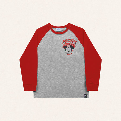 Remera Mickey Roja Gris