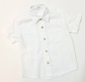 Camisa Lino Blanco Con Cuello