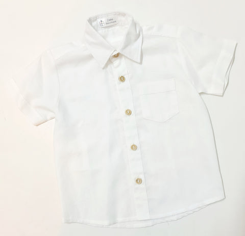 Camisa Lino Blanco Con Cuello