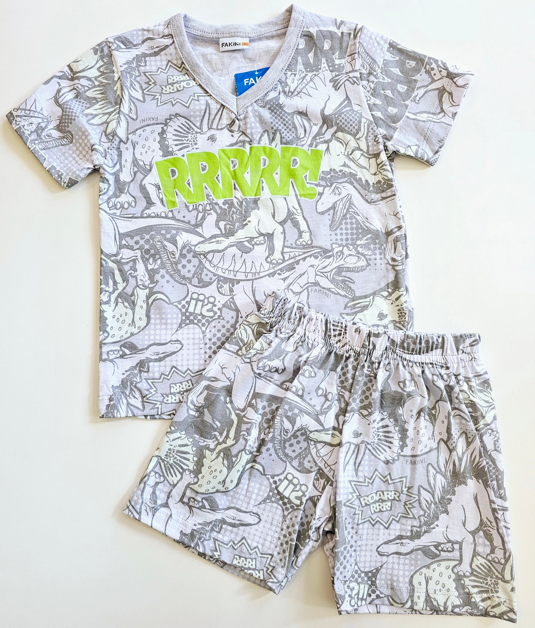Pijama Dino Roar Gris