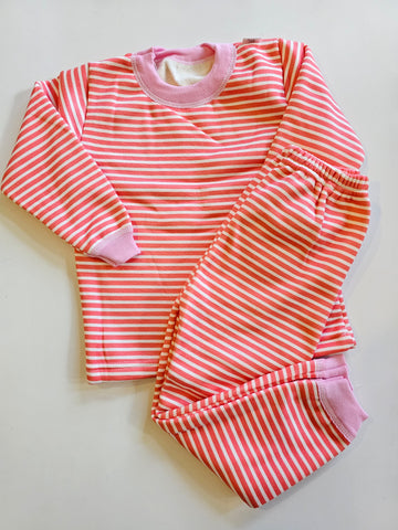 Pijama Frizado Rayas Rojo