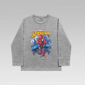 Remera Algodón Spiderman Gris