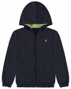 Campera Rompeviento Negro/Fluor