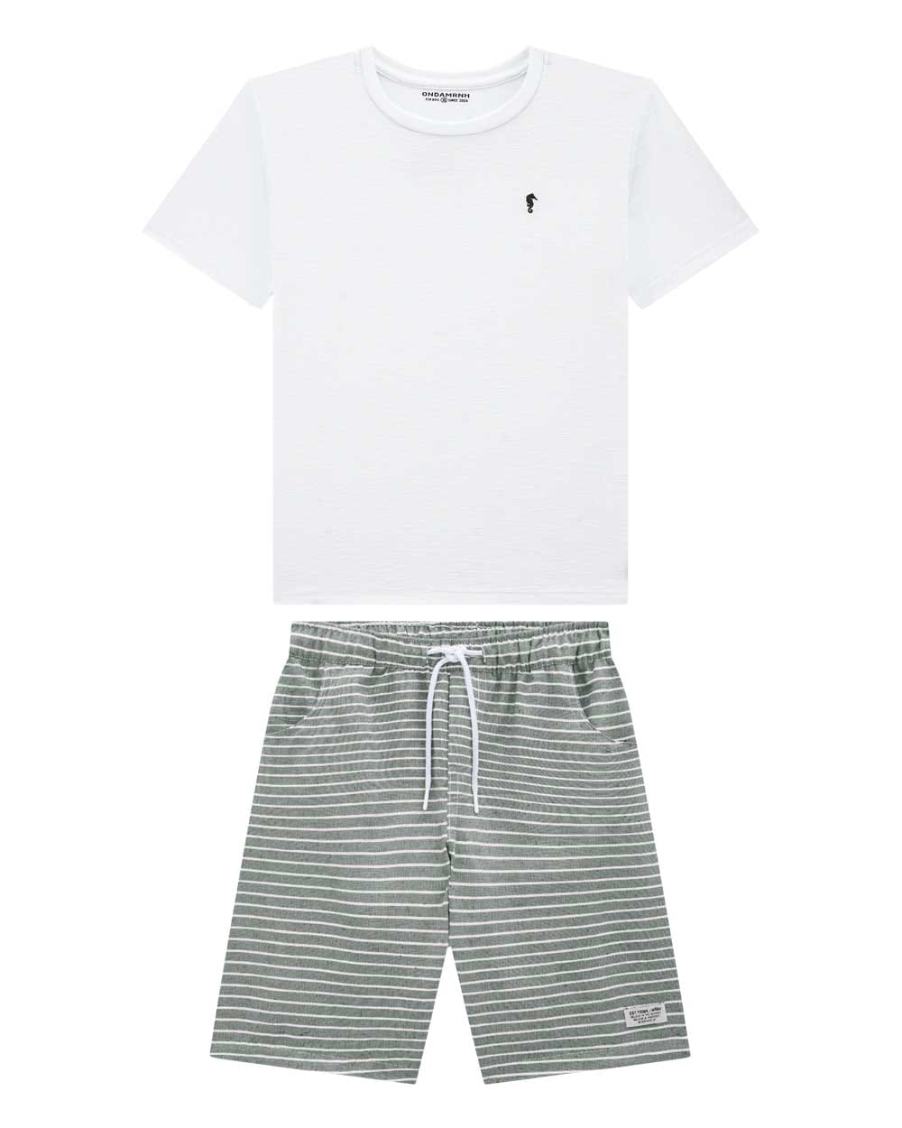 Conjunto OM Blanco Verde Rayas