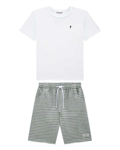 Conjunto OM Blanco Verde Rayas