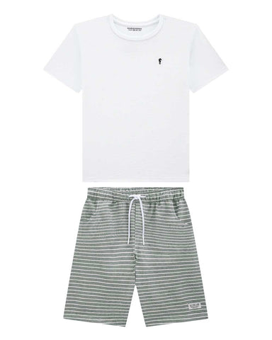 Conjunto OM Blanco Verde Rayas