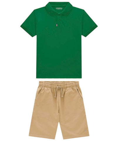 Conjunto Polo OM Verde Marrón