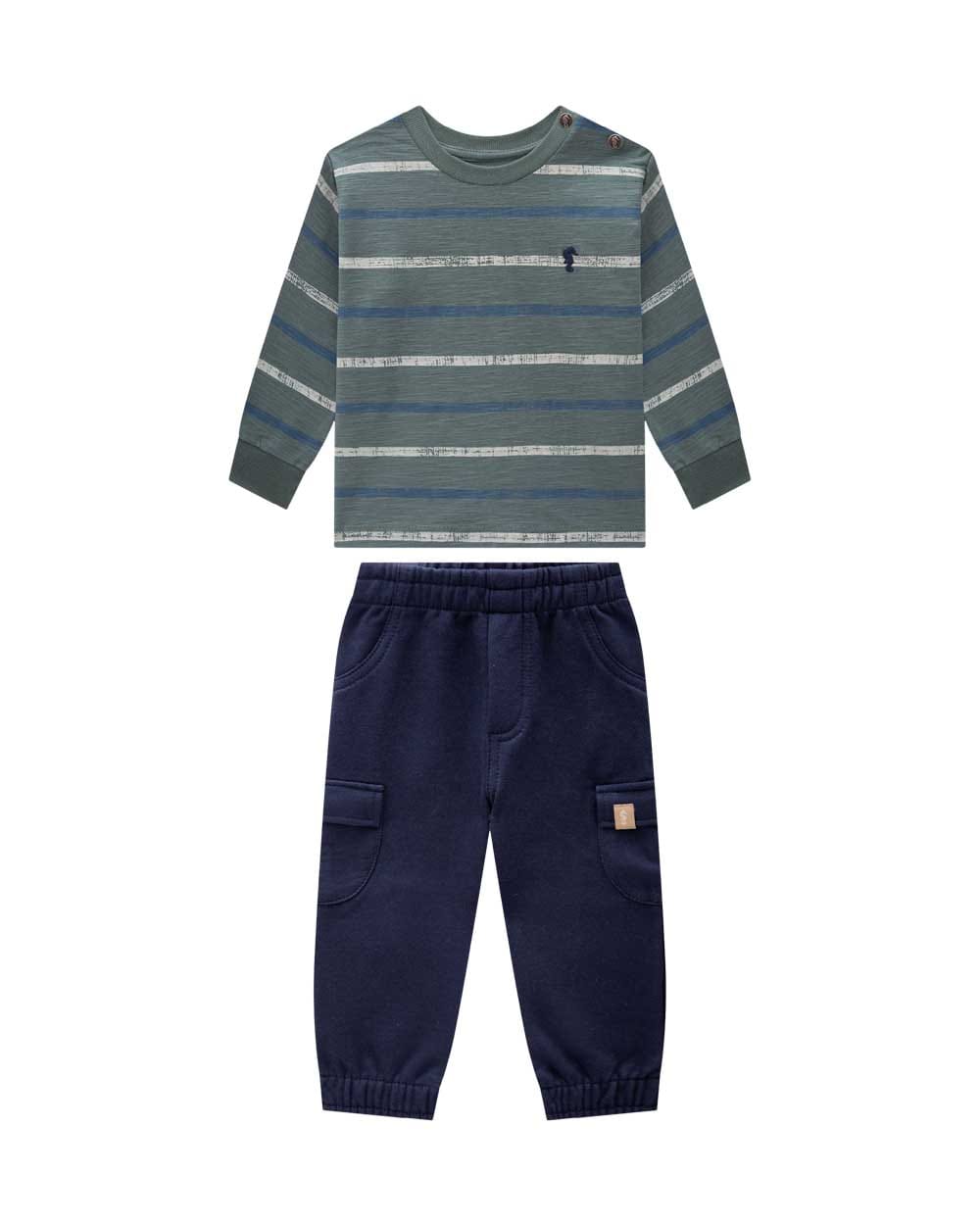 Conjunto OM Verde Rayas