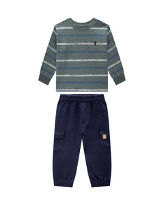 Conjunto OM Verde Rayas