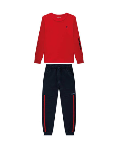 Conjunto OM Rojo Pant Azul Marino