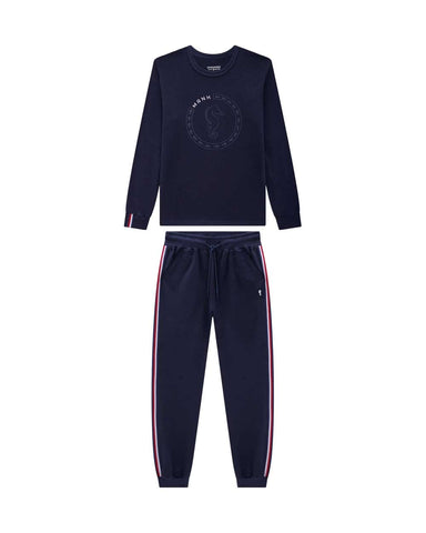 Conjunto OM Azul Franjas