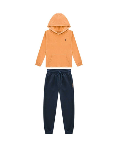 Conjunto OM Naranja Capucha Azul Marino