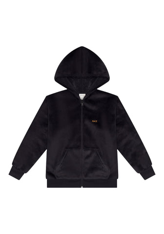 Campera Negra Felpuda