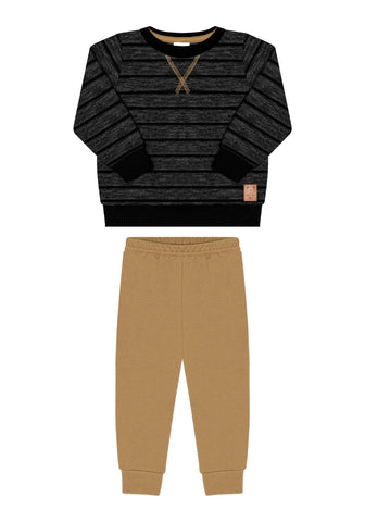 Conjunto Negro Beige Rayas