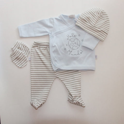 Set Hola Mundo Celeste Rayas bebe