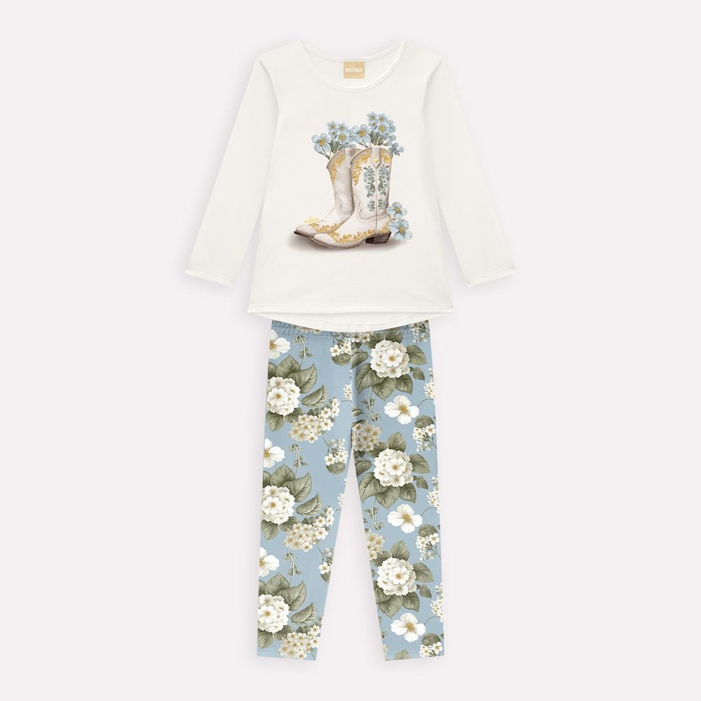 Conjunto Flores Celeste Nena