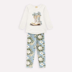 Conjunto Flores Celeste Nena