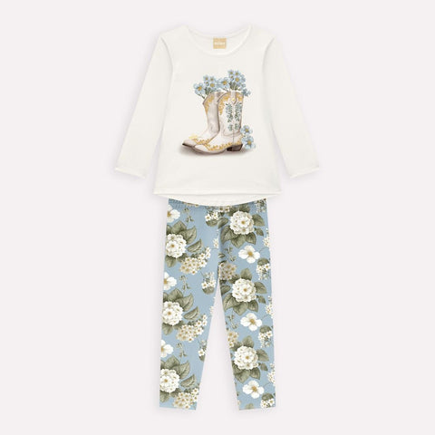 Conjunto Flores Celeste Nena