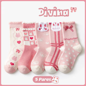 Pack x5 Medias Rosa Cuadros