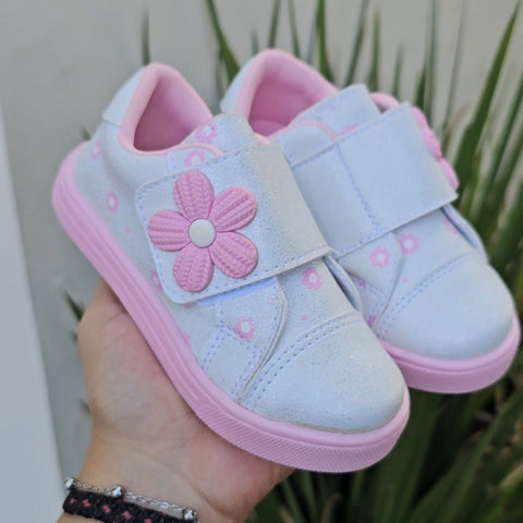 Calzado Blanco Flor Rosa