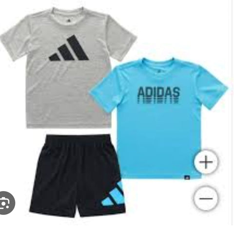 Set x 3 piezas Adidas Celeste / Gris