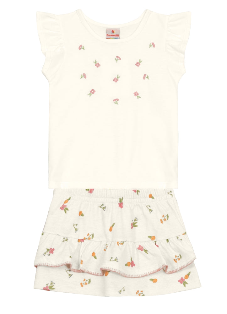 Conjunto Flores Shorts Pollera