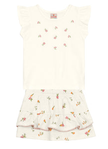 Conjunto Flores Shorts Pollera