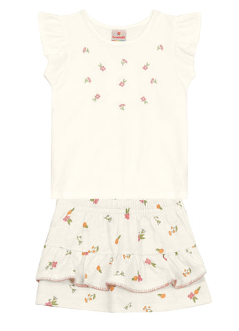 Conjunto Flores Shorts Pollera