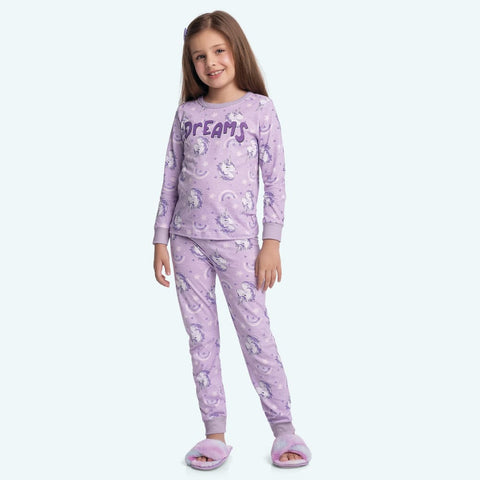 Pijama Unicornio Lila brilla en la oscuridad