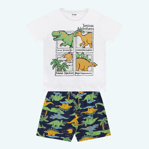 Pijama Dino Tropical brilla en la oscuridad