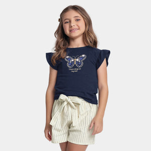 Conjunto Blusa Azul mariposa y Shorts