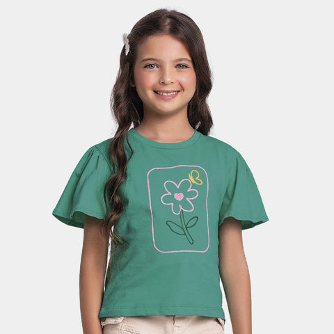 Remera Flor verde