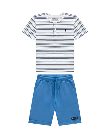 Conjunto Onda Marinha a Rayas Azul