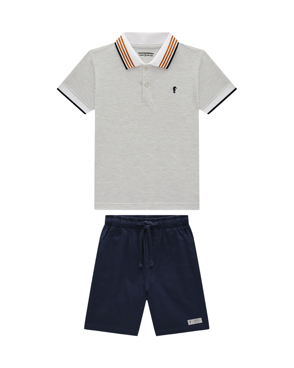 Conjunto Onda Marinha Polo Gris / Azul