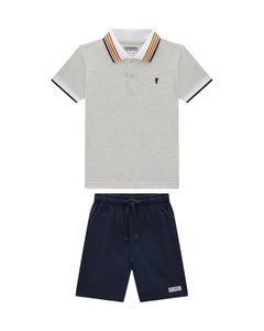 Conjunto Onda Marinha Polo Gris / Azul