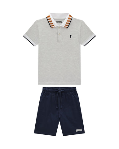 Conjunto Onda Marinha Polo Gris / Azul