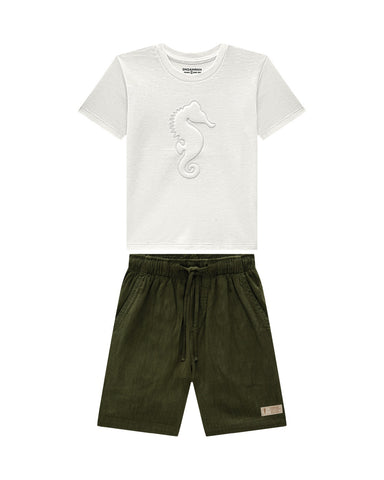 Conjunto Onda Marinha Blanco / Musgo