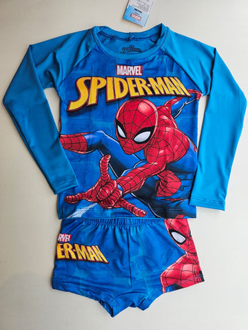 Conjunto Traje de baño  Spiderman Celeste