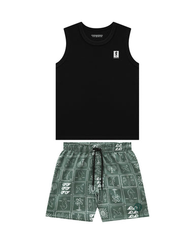 Conjunto Camisilla Onda Marinha Negro
