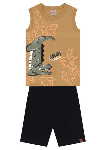 Conjunto Camisilla Cocodrilo Marrón