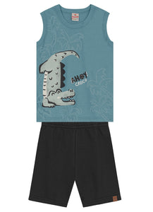 Conjunto Camisilla Cocodrilo Celeste