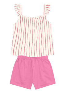 Conjunto Camisilla Rayas fucsia