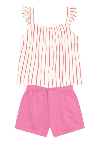 Conjunto Camisilla Rayas fucsia