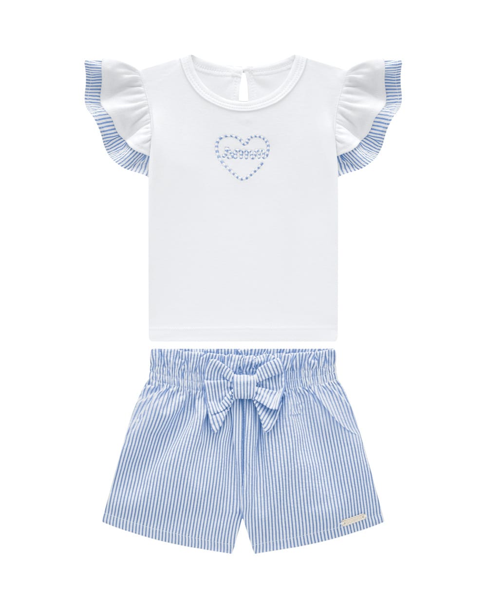 Conjunto Onda Marimha nena rayas Celeste