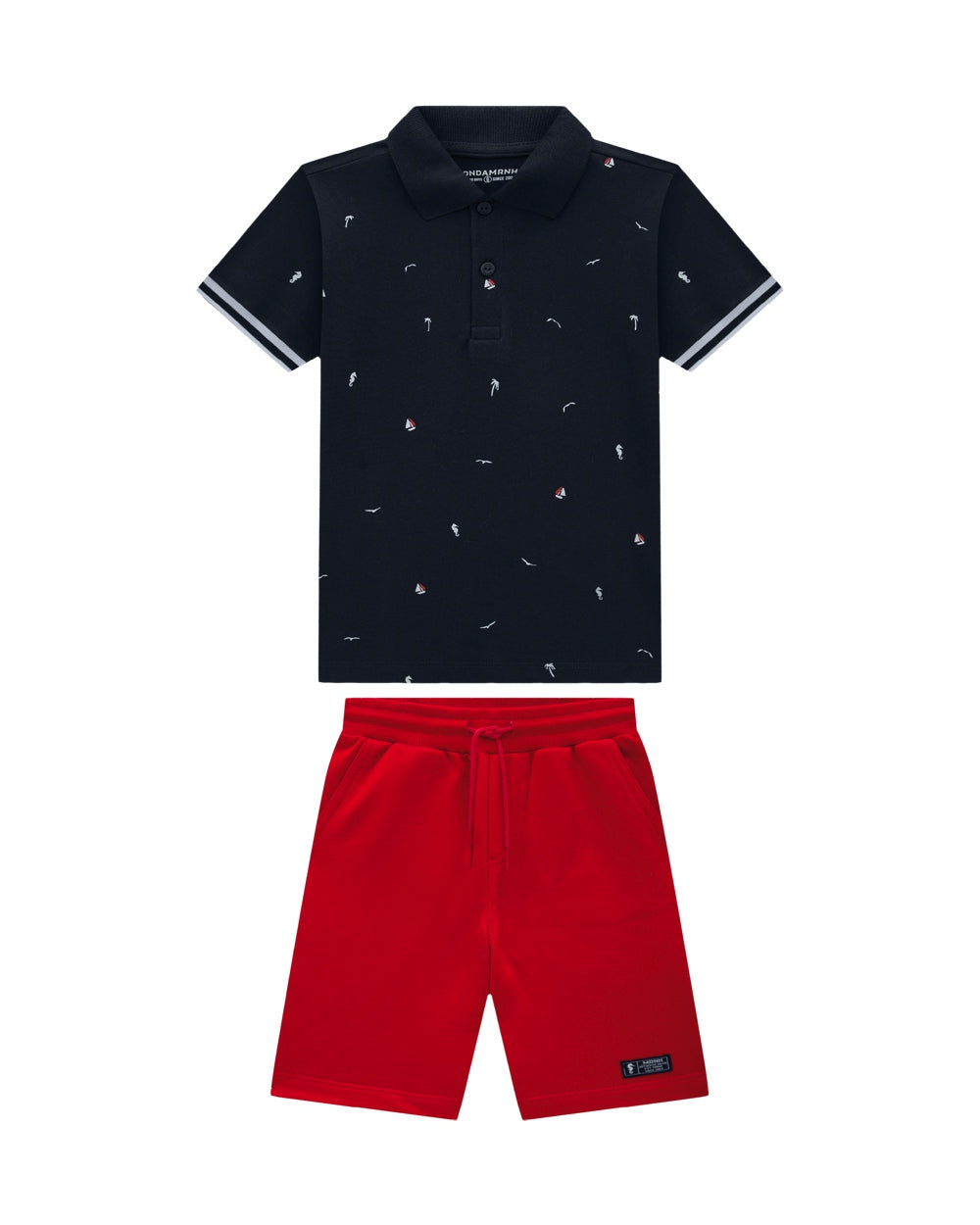Conjunto Onda Marinha Negro/Rojo
