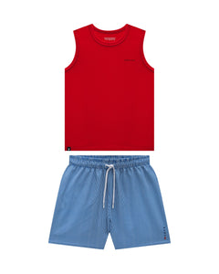 Conjunto Camisilla Onda Marinha  Rojo/Azul