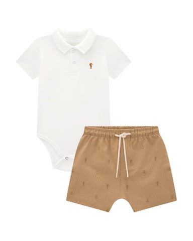 Conjunto Onda Marinha body Blanco/Beige